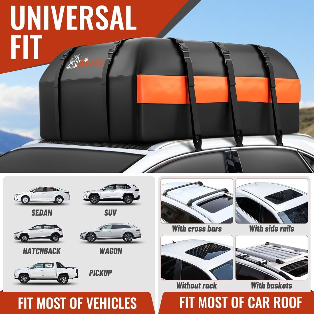 Asinking 840D Roof Bag, 22 Cu Ft — view 6