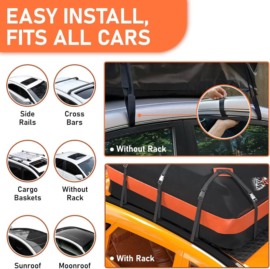 Asinking 900D Roof Bag, 21 Cu Ft, 10 Straps — view 3