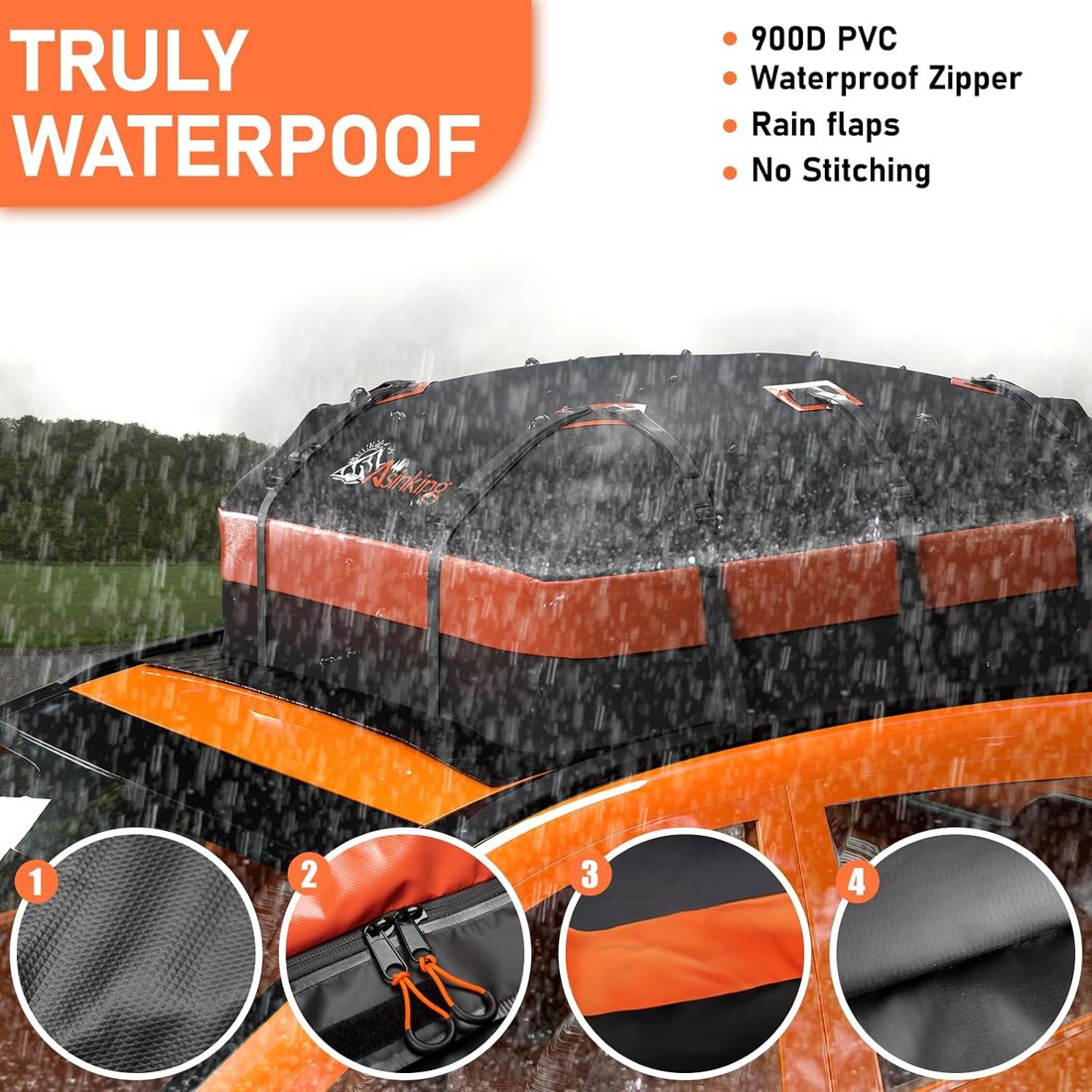Asinking 900D Roof Bag, 21 Cu Ft, 10 Straps — view 4