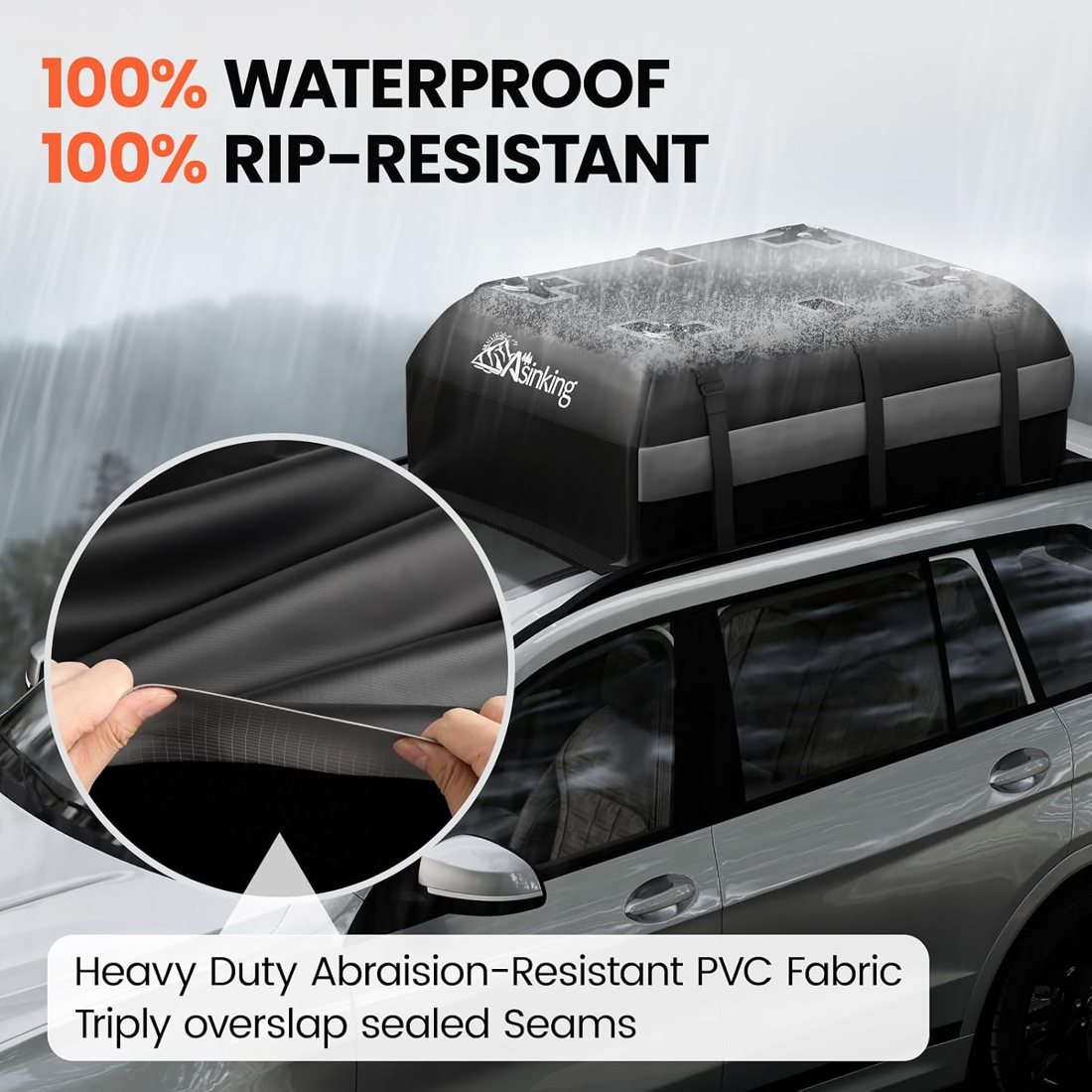 Asinking Triple-Reinforced Roof Bag, 15 Cu Ft, Grey — view 3